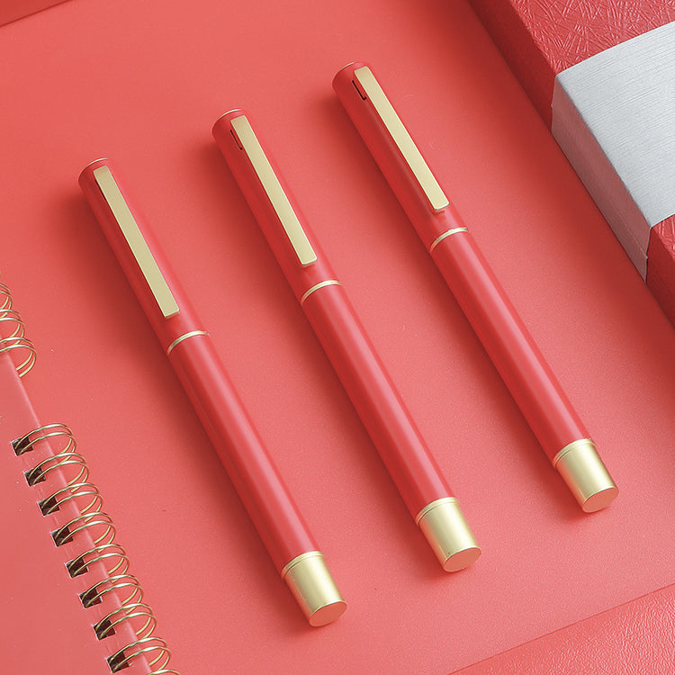New design metal gift pen with red leather pen box signature luxury gloss pen custom design logo