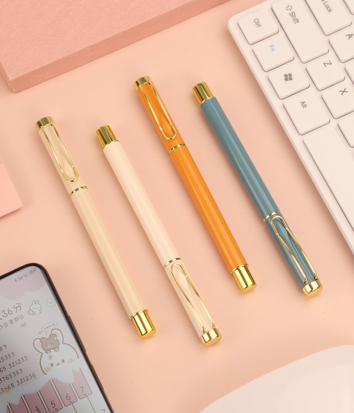 New Design Hot Selling Promotion Customized Pen Color Heat Transfer Metal Color Female Pen 0.5mm