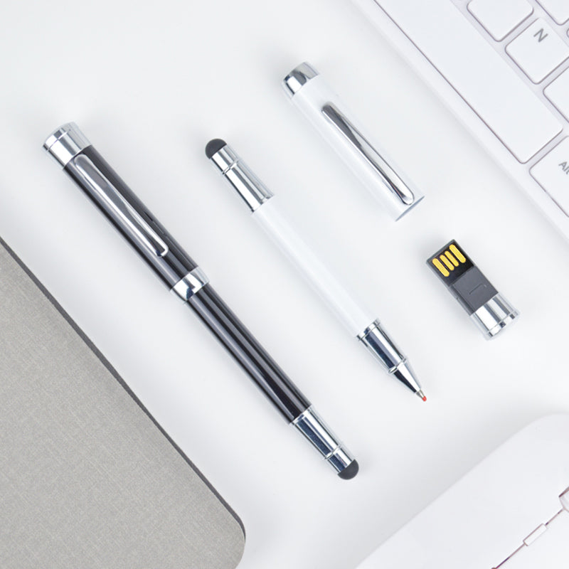 Hidden U disk multifunctional pen touchscreen enabled gift pens with customized logo luxury metal click ballpoint pen
