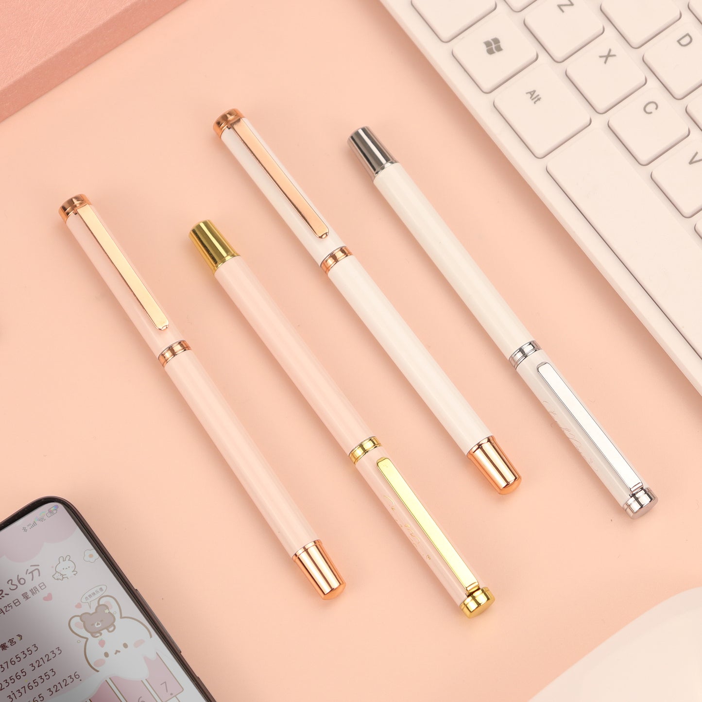 Hot selling signature luxury pens with printing custom logo metal slim gold gift pen business