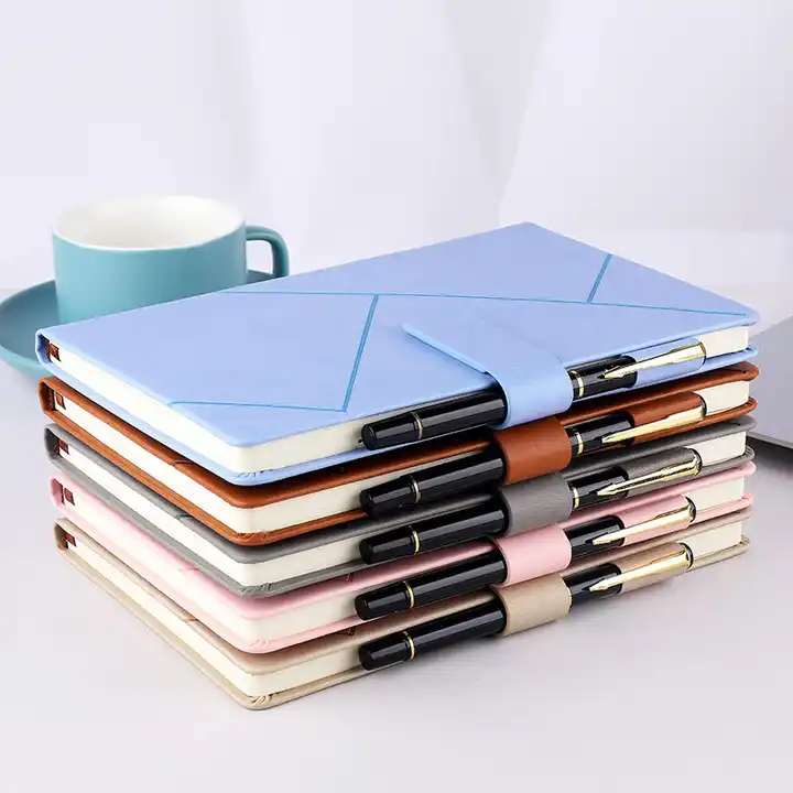 100 Sheets A5 Soft Cover Leather Notebook Custom Journal Refillable Notebook With Pen Set