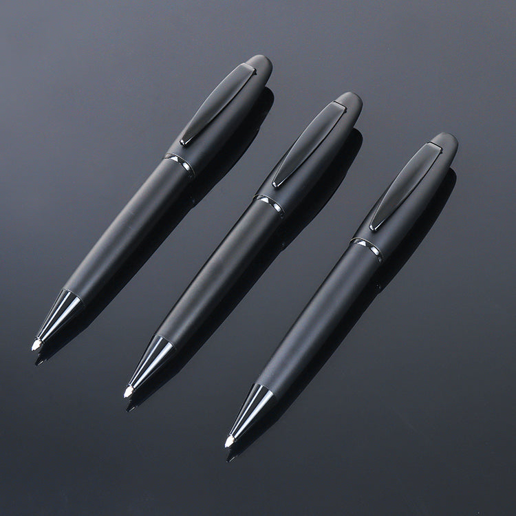 Matt gift pen custom logo ballpoint metal pen new design pens black ink with leather pen box