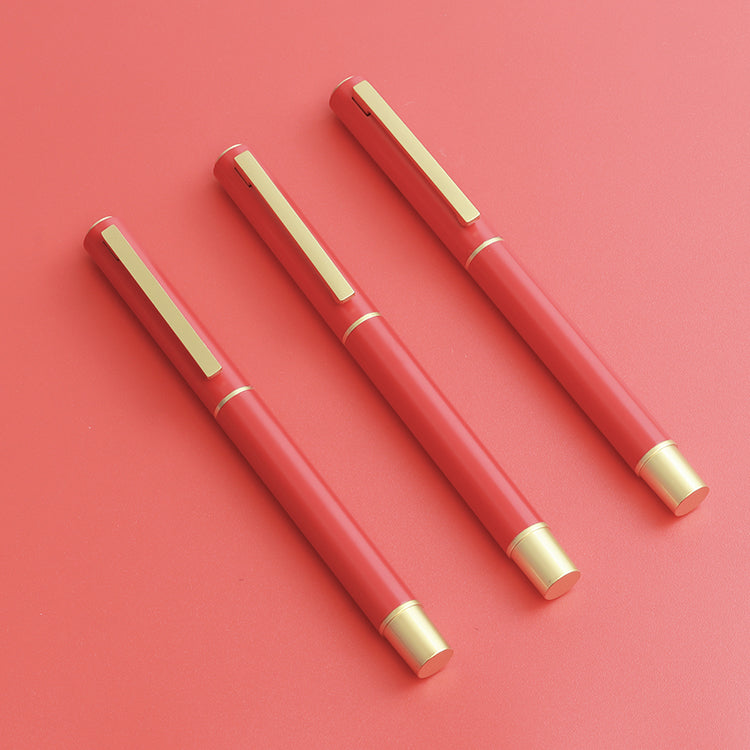 New design metal gift pen with red leather pen box signature luxury gloss pen custom design logo