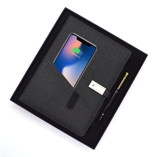 Diray With Power Bank Notebook With USB Flash Drive Multifunction 8000mA Wireless Charger Notebook With Phone Holder