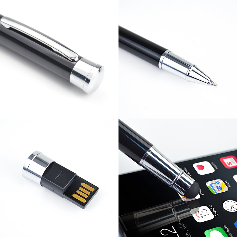 Hidden U disk multifunctional pen touchscreen enabled gift pens with customized logo luxury metal click ballpoint pen