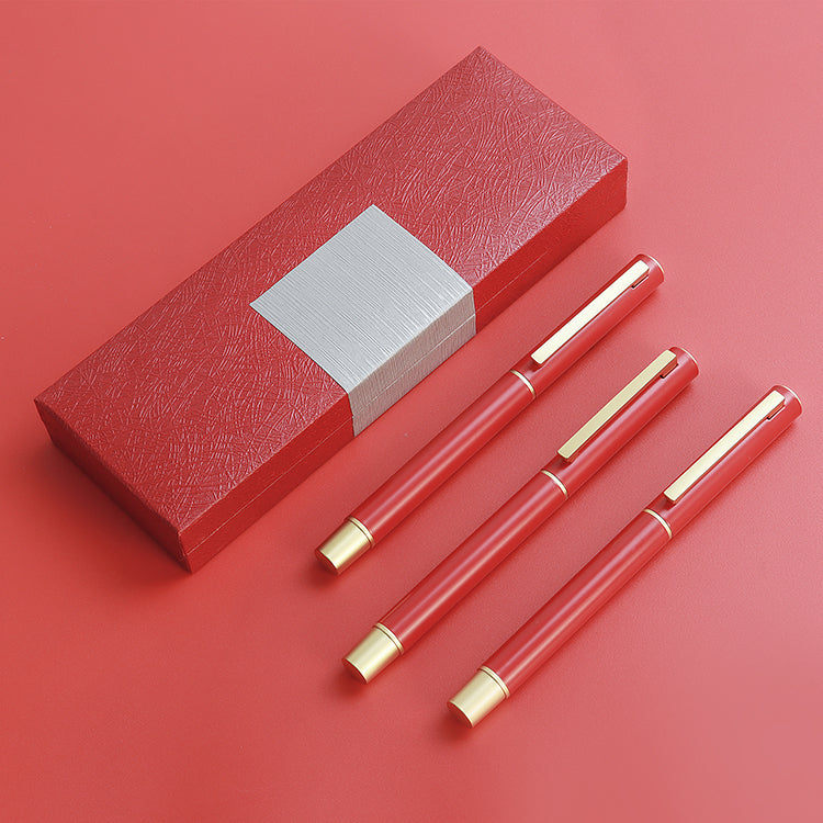New design metal gift pen with red leather pen box signature luxury gloss pen custom design logo