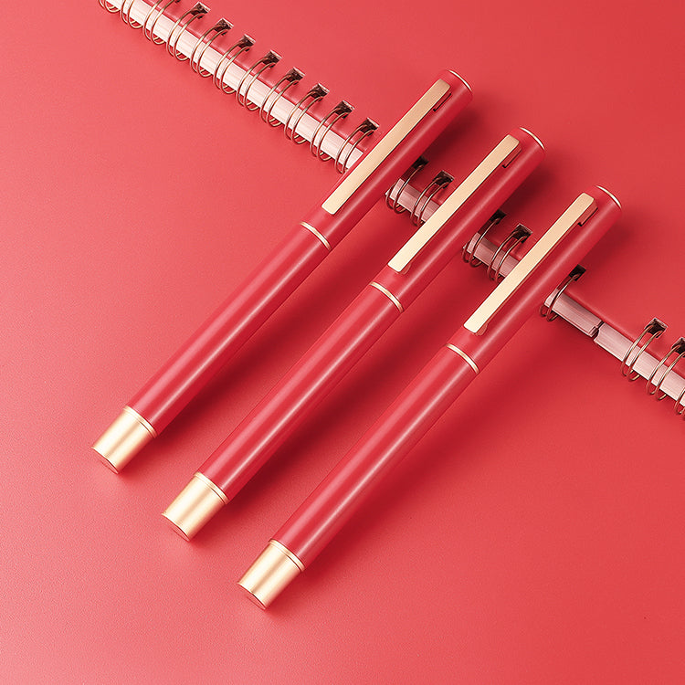 New design metal gift pen with red leather pen box signature luxury gloss pen custom design logo