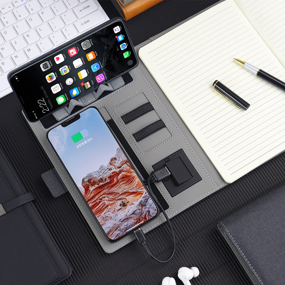 A5 Smart Dairy 8000mah Power Bank Notebook Wired And Wireless Charging With Hidden USB Flash Disk