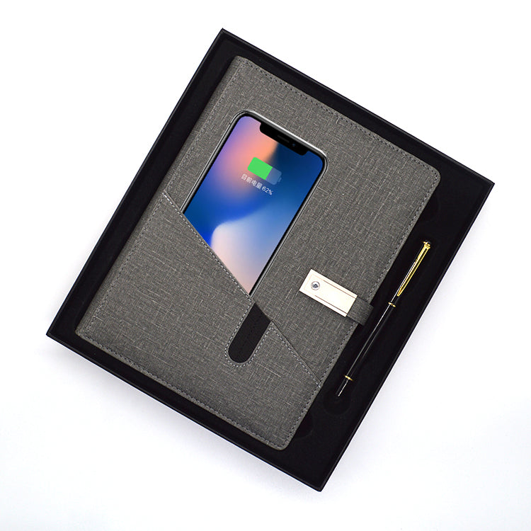 Diray With Power Bank Notebook With USB Flash Drive Multifunction 8000mA Wireless Charger Notebook With Phone Holder