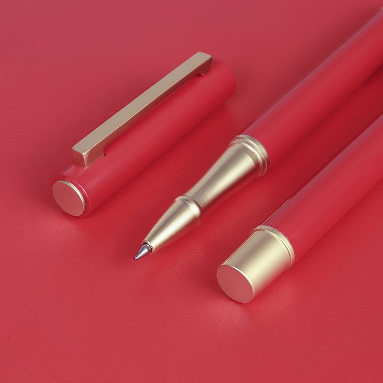 New design metal gift pen with red leather pen box signature luxury gloss pen custom design logo