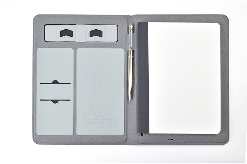 Business Notebook 100 Sheets Notebook With Metal Pen Multifunctional 8000mA Wireless Charger Notebook With Phone Holder