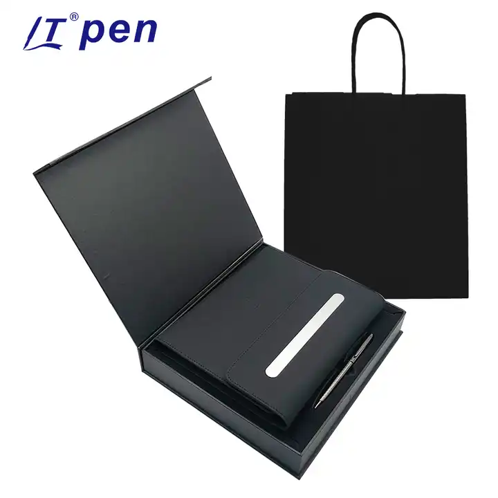 Low MOQ Foldable Laptop Notebook Set 100 Sheet 200 Pages Hand Cover Notebook With Card Case And Pen Gift Se